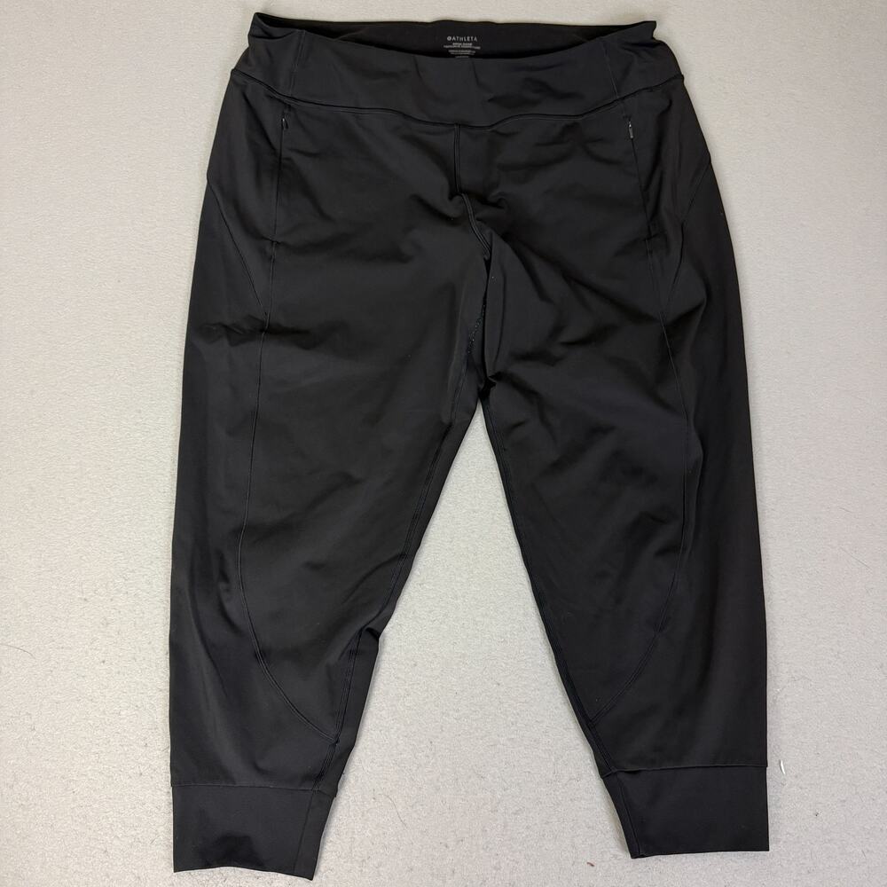 Athleta Rainier Jogger Pants Womens 2X Black Zip Pocket Stretch Athletic